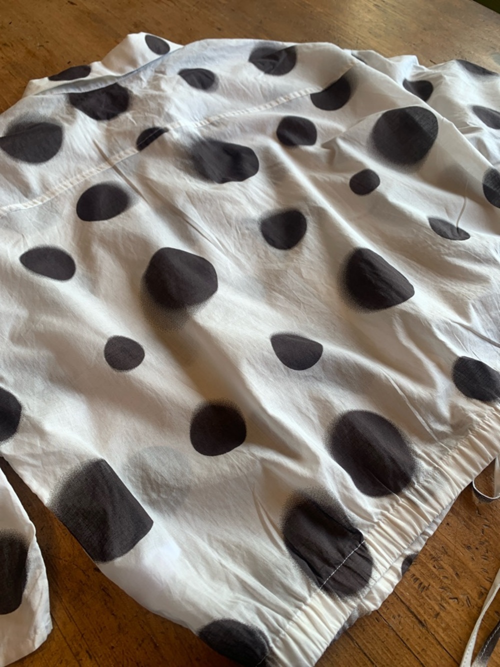 Polka Dot Women's Blouse - Black and White - Picture 14 of 16